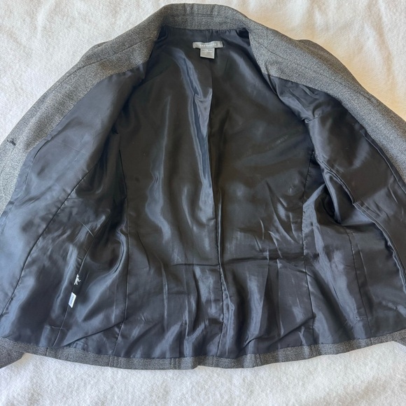 Ann Taylor Gray Wool Blend Business Pant Suit Blazer | Wide Leg Pants Size 2 - Picture 3 of 14